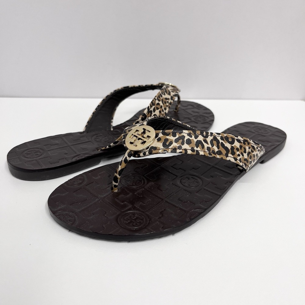 Tory Burch Thora Flats Sandals Shoes Animal Print Barely Worn Size 6 M - Picture 3 of 6